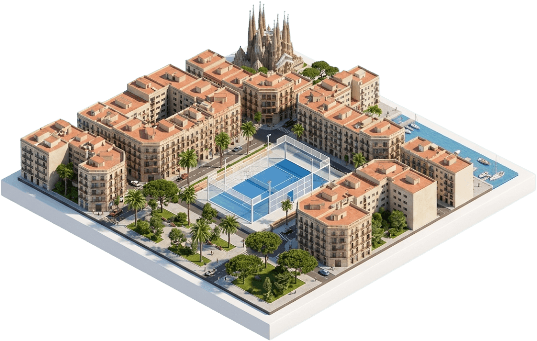 Barcelona padel city illustration